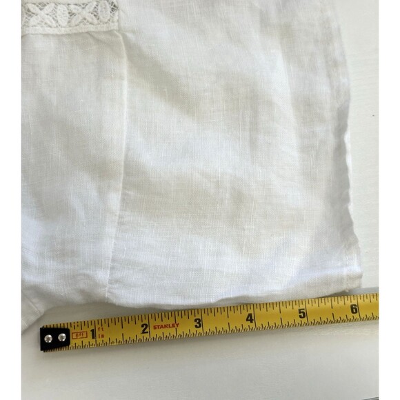 Terzo Millennio Women White Linen Blend Top L Italy Beach Boho Lagenlook Peasant - Picture 9 of 11